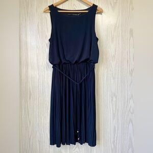 Ivanka Trump 2 Blue Sleeveless Pleated Accordion Flare Knee Length Dress Size 10